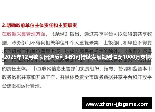 2025年12月狼队因违反利润和可持续发展规则遭罚1000万英镑 2025年12月狼队因违反利润和可持续发展规则遭罚1000万英镑